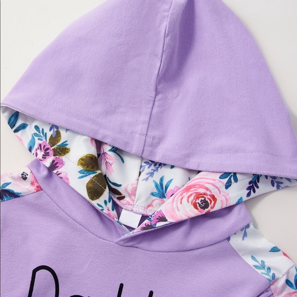 NWOTBaby Girls’ DADDY LITTLE GIRL Hoodie and Floral pantsSize:12-18MColor:Purple - Picture 4 of 8